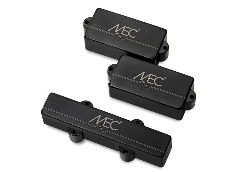 MEC Active P/J-Style Bass Pickup Set Metal Cover, Brushed Black Chrome